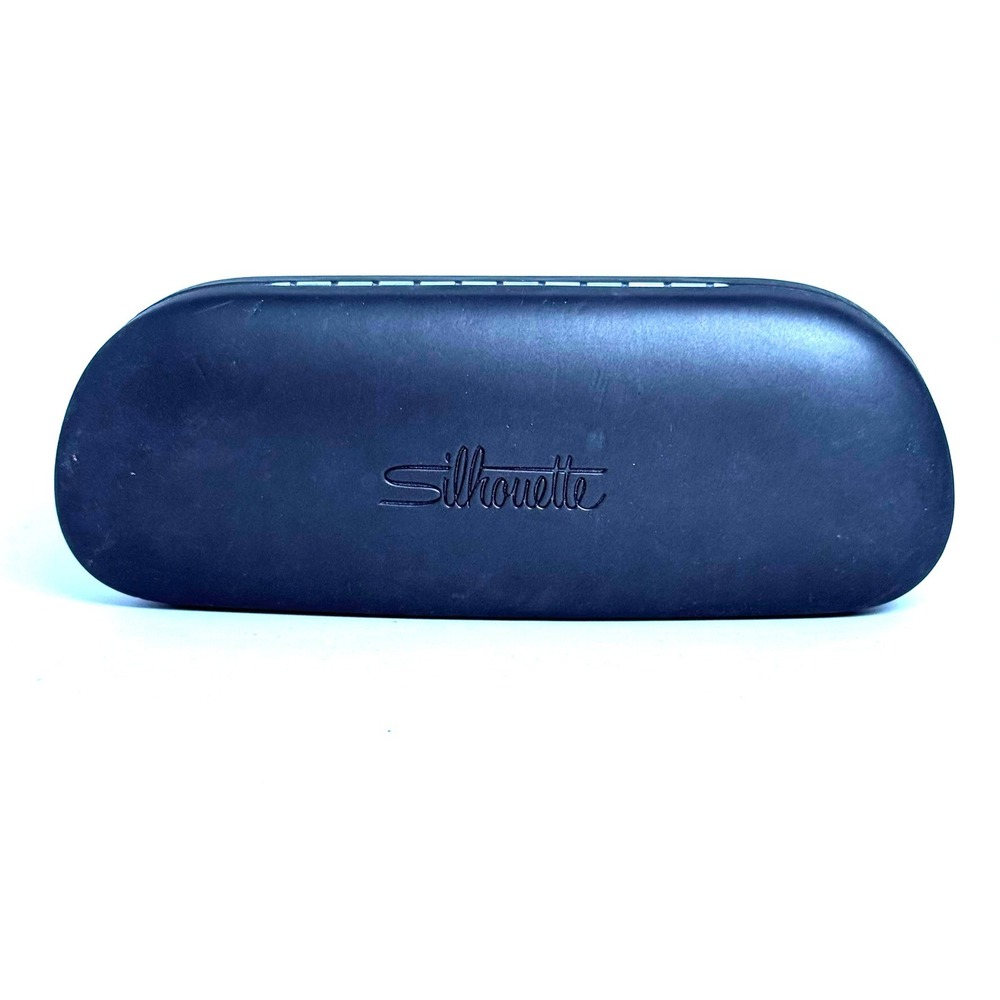 Silhouette Eyeglass Case Hard Shell Clamshell Matte Black Grey Lining Logo